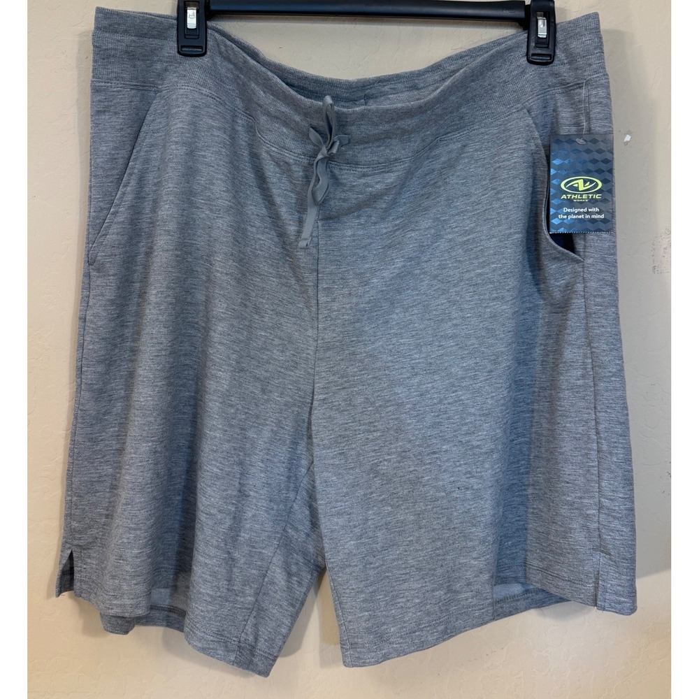 Athletic Works Bermuda Shorts Women XXXL 22 Gray French Terry Pullon Pockets NEW